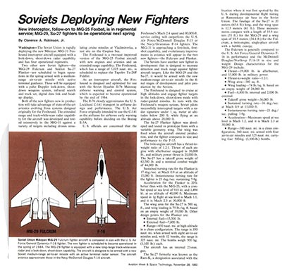 aviation week article 1983 MiG-29